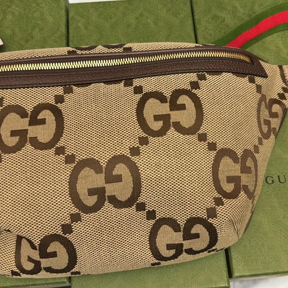 Gucci Tan and Brown GG Monogram Belt Bag